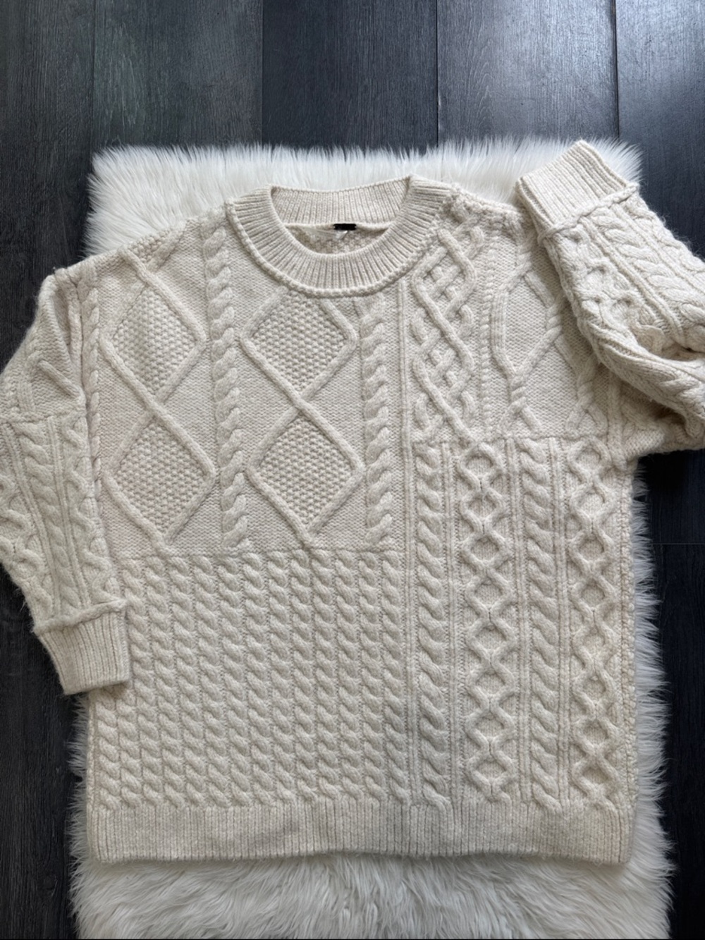Free People Cream Cable Knit Sweater